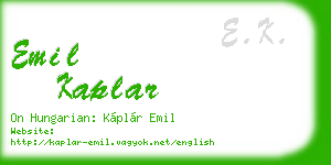 emil kaplar business card